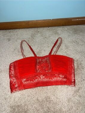 Free People Red Crochet Lace Bralette